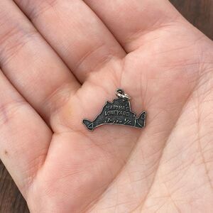Vintage 925 Sterling Silver "Martha's Vineyard" State Map Pendant Bracelet Charm